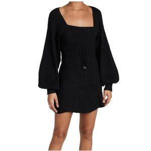 Free People Emmaline Mini Sweater Dress in Black (Size Medium)